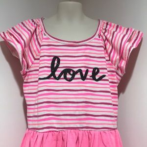 L 10/12 Pink Stripe Dress with Love words